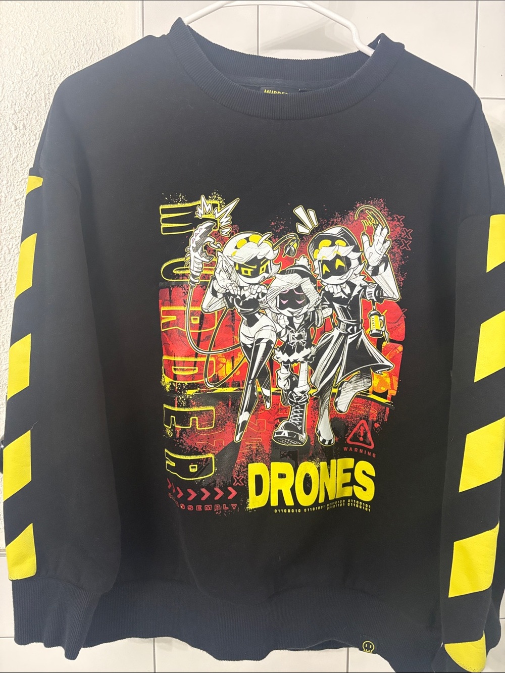 & Other Stories Black Crewneck Sweater with Yellow Graphic